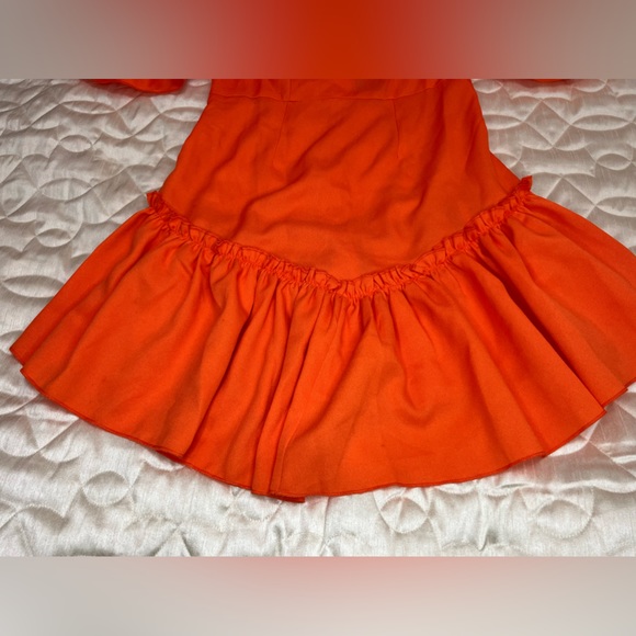 Nasty Gal Off The Shoulder Drop Frill Hem Swing Flowy Dress Size 4 US Orange - Picture 9 of 14